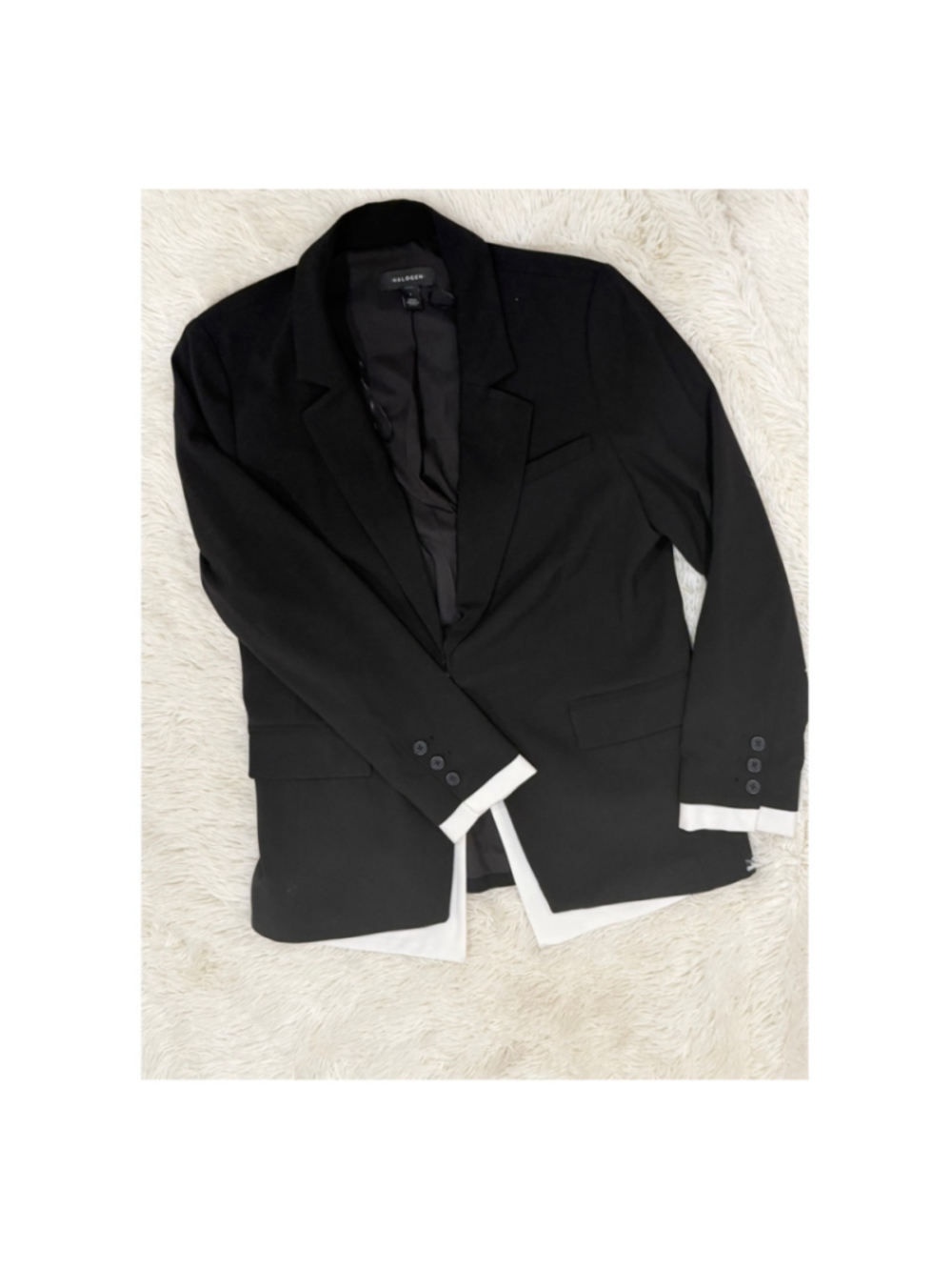 Halogen Black & White Contrast Trim Blazer, Size L